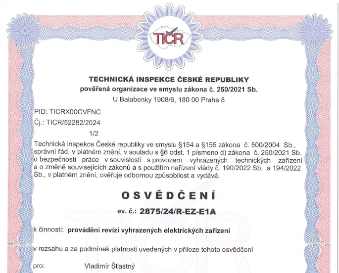 Osvědčení TIČR